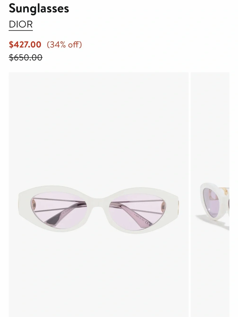 Dior White 30Montaigne Sunglasses